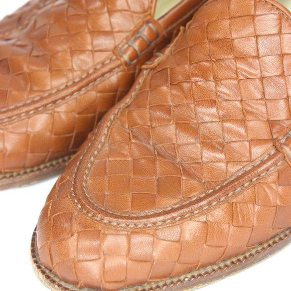 Vintage BOTTEGA VENETA Brown Intrecciato Woven Leather Driving Loafers - Picture 7 of 13